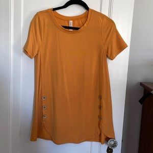 NWOT golden yellow shirt with button details